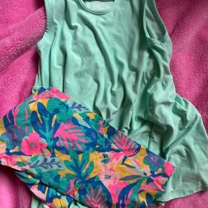 Cat & Jack Teal 3 Tops And 2 Bottoms Mix Match Bundle